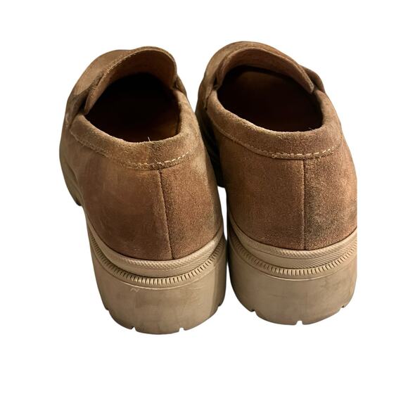 Patina Zoe Chunky Lug Loafers Platform •38.5/8.5• Taupe Beige Suede Portland - Picture 5 of 11